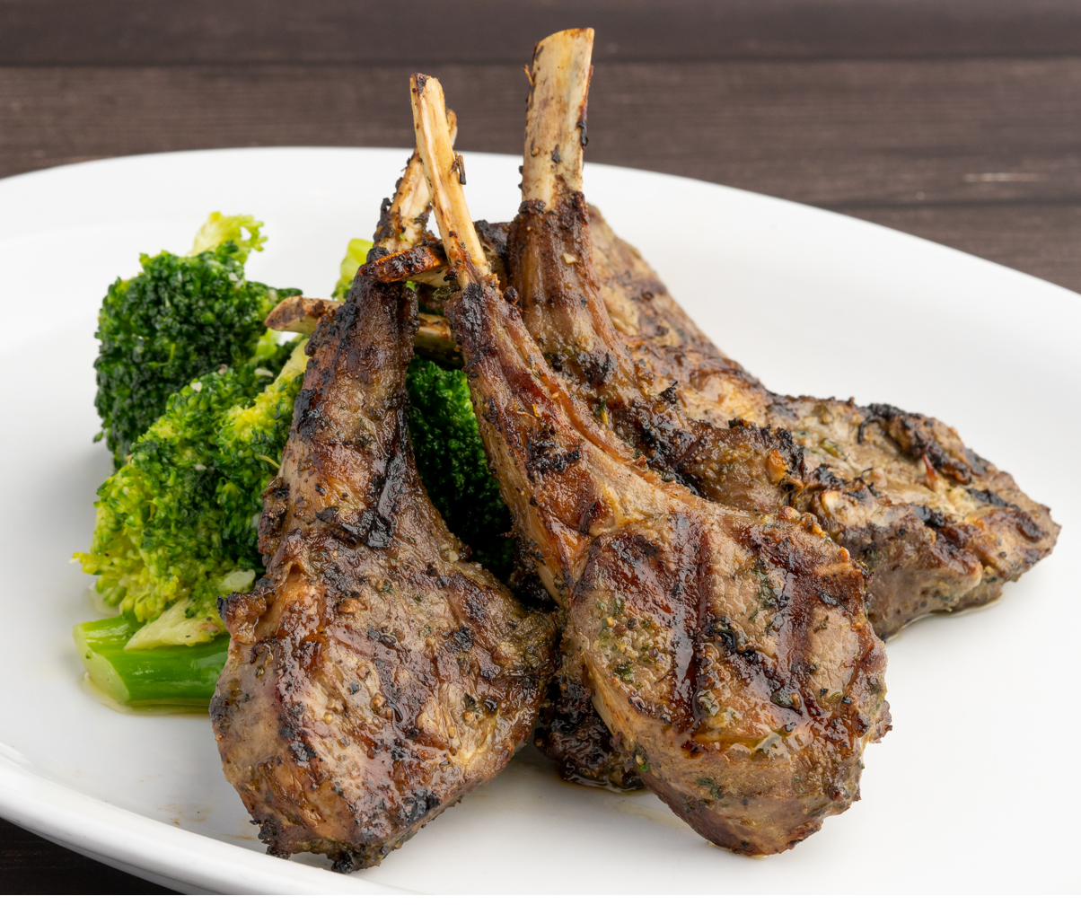 Herb-crusted lamb chops — Sami's signature dish
