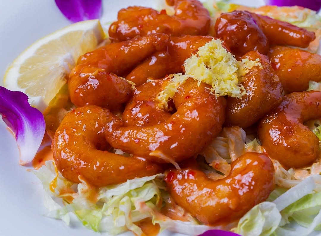 Crispy glazed shrimp on slaw at Sami's on Marco Island