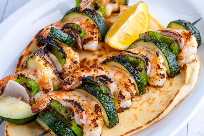 Grilled shrimp skewers at Sami's Marco Island