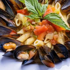 Sauteed mussels with tomatoes and penne at Sami's on Marco Island